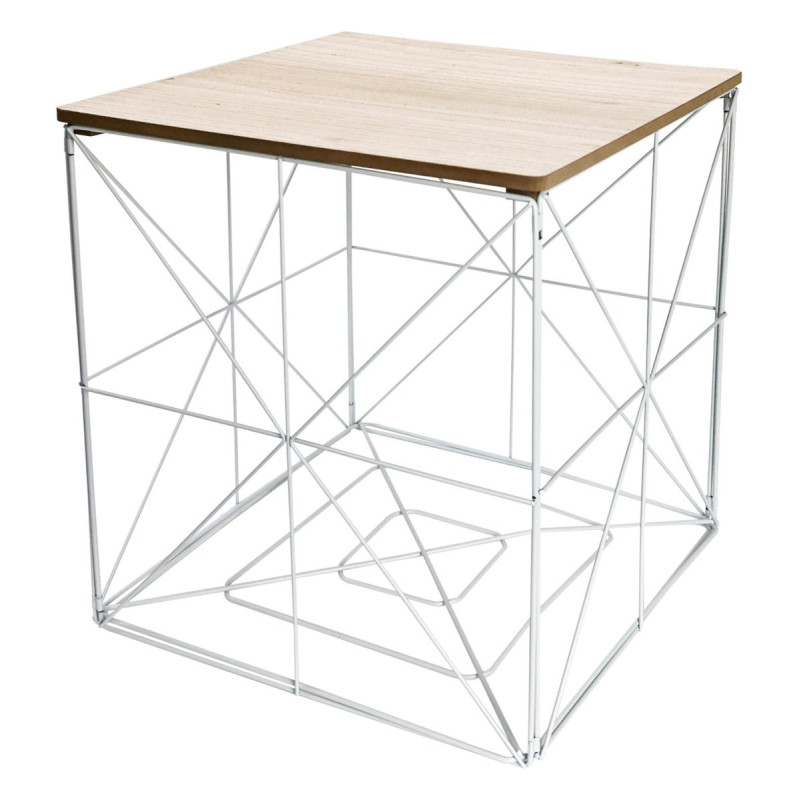 Set di 6 tavolini Kalin 38x38x40cm top naturale struttura bianca