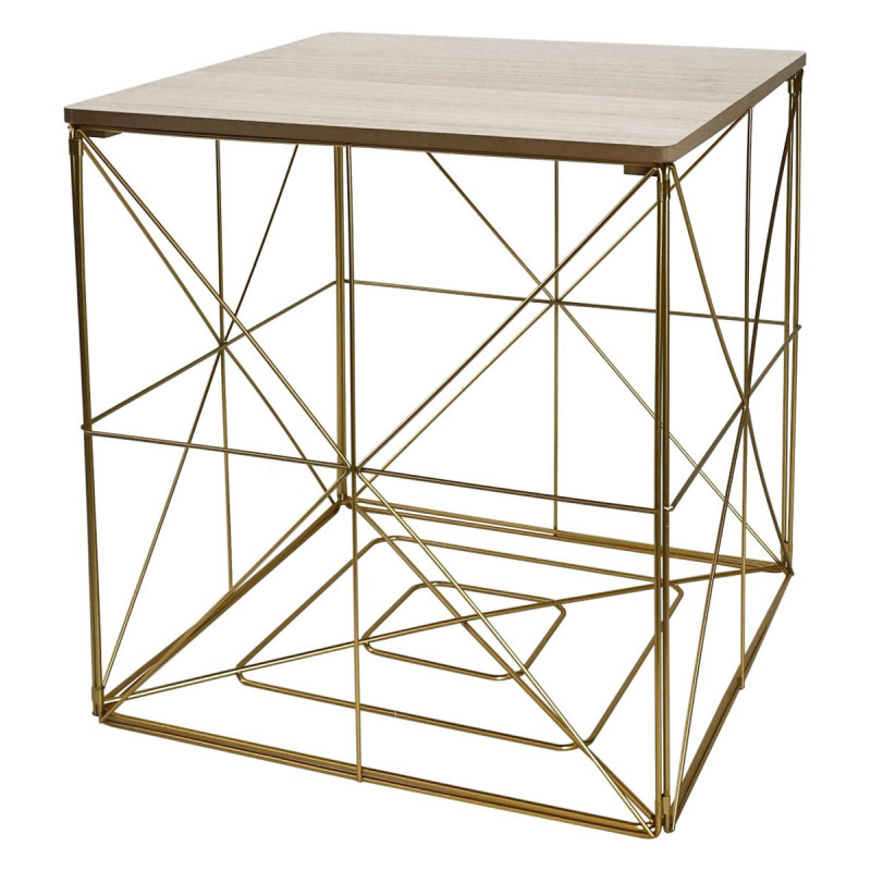 Set di 6 Tavolini Kalin 38x38x40cm Top Naturale+struttura Oro