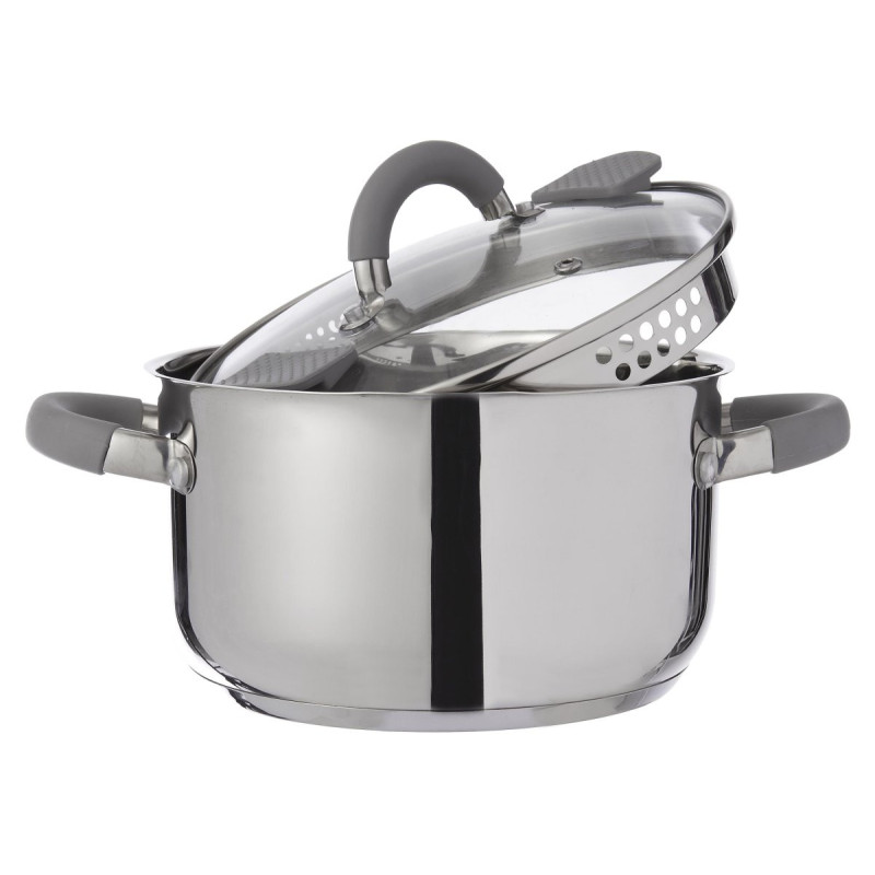 Set di 4 scolatutto cm 24 inox 18/10 con protezioni silicone cucina