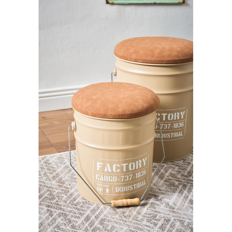 Set di 2 confezioni 2 pouf metallo sabbia 31x35h 25,5x26,5h moderni