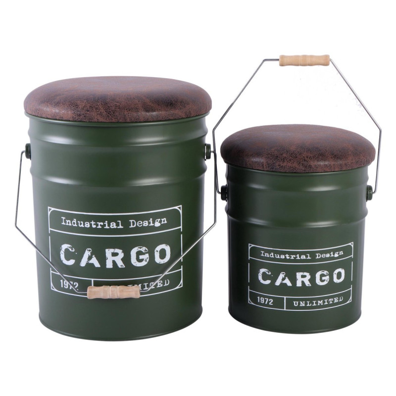 Set di 2 confezioni 2 pouf metallo verde 31x35h 25,5x26,5h moderni