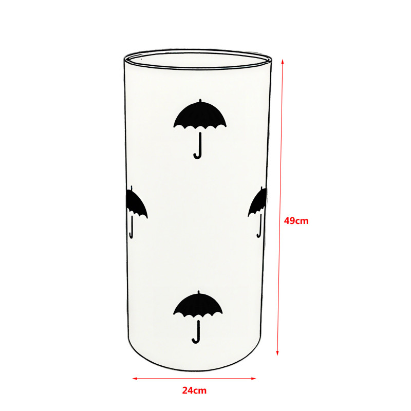 Set di 4 Portaombrello Rain D 24xh48 In Metallo Nero Lucido