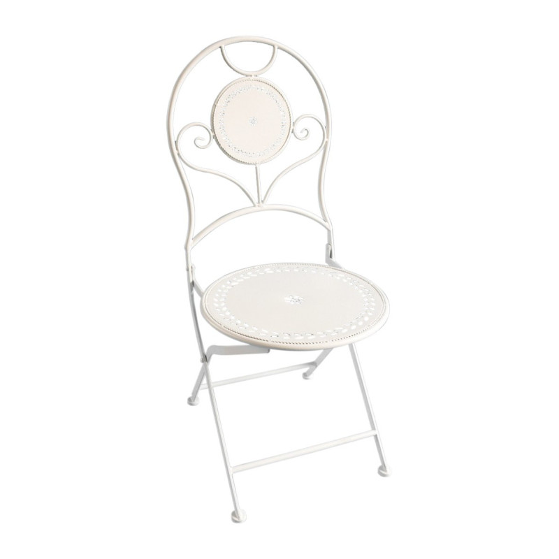 Set di 2 Sedie Corte 39x39x94 Cm In Metallo Colore Crema