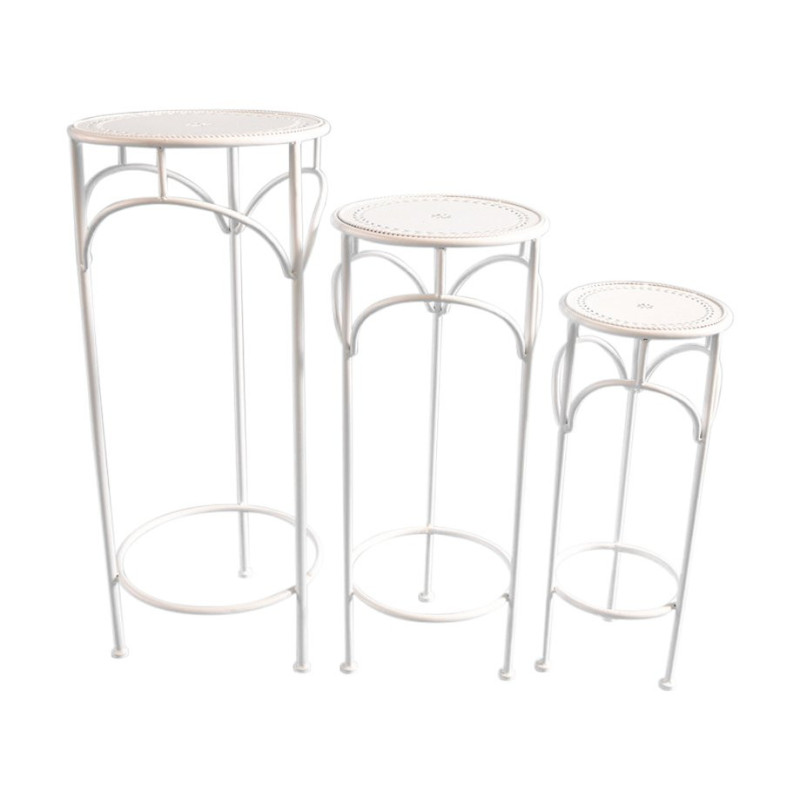 Set di 2 confezioni 3 tavolini Corte crema 30x30x70 25x25x60 20x20x50