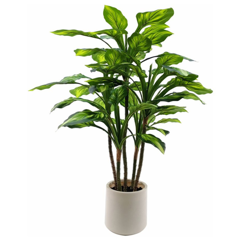 Set di 2 piante sintetiche Hosta Real Touch H90cm vaso bianco verde