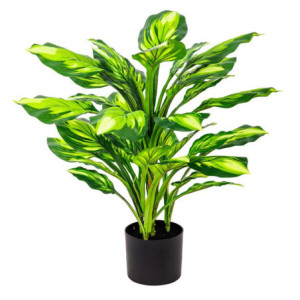 Set di 6 Piante Sintetica Hosta H65cm B co/verde In Vaso Plastica 35lvs