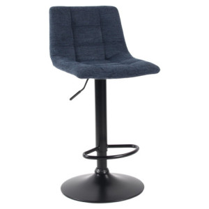 Set di 2 Sgabelli Clayton In Tessuto Blu E Base Nera