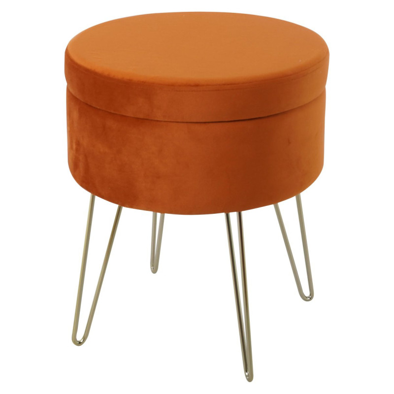 Set di 3 Sgabellini rotondi Orlando mattone 37,5x37,5x45cm salvaspazio