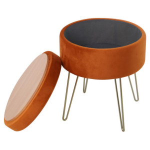 Zoom Set di 3 Sgabellini Rotondo Con Coperchio Orlando Mattone 37,5x37,5x45