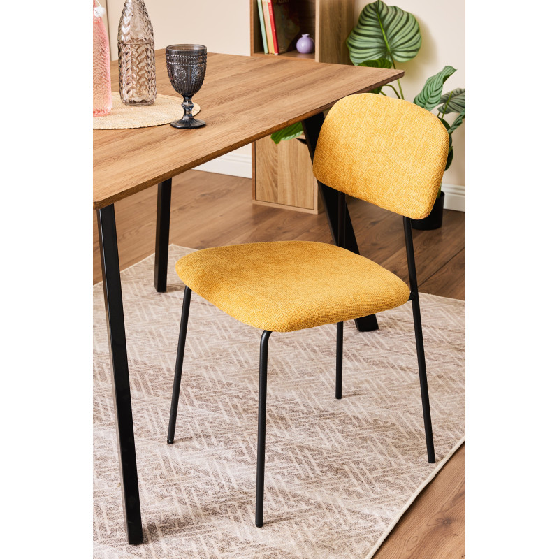 Set di 4 Sedie Brenda tessuto senape 45x44x81,5cm moderne casa