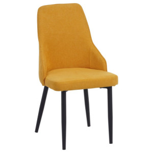 Set di 4 Sedie Chantal In Tessuto Senape E Gambe Nero Opaco