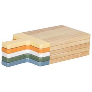 Zoom Set di 5 Taglieri In Legno Manico Colori Assortiti 32*16