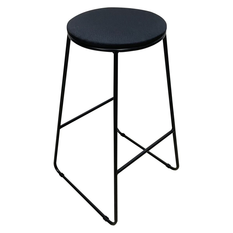 Set di 6 Sgabelli Colby Tessuto Nero Gambe Nere Moderni
