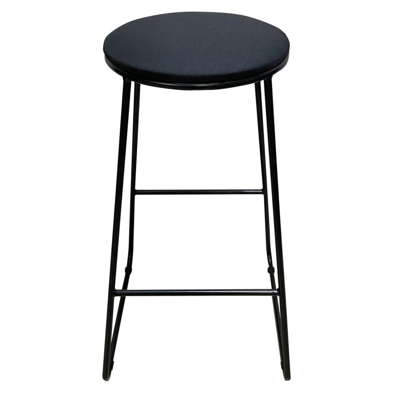 Set di 6 Sgabelli Colby Tessuto Nero Gambe Nere Moderni