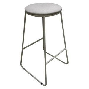 Set di 6 Sgabelli Colby Seduta Rotonda In Tessuto Beige/gambe Beige 32x32x71