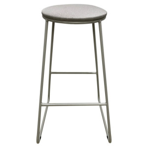 Zoom Set di 6 Sgabelli Colby Seduta Rotonda In Tessuto Beige/gambe Beige 32x32x71