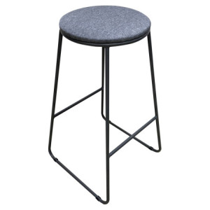 Set di 6 Sgabelli Colby Seduta Rotonda In Tessuto Grigio/gambe Grigie 32x32x71