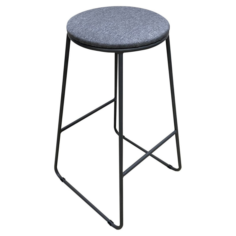 Set di 6 Sgabelli Colby Seduta Rotonda In Tessuto Grigio/gambe Grigie 32x32x71