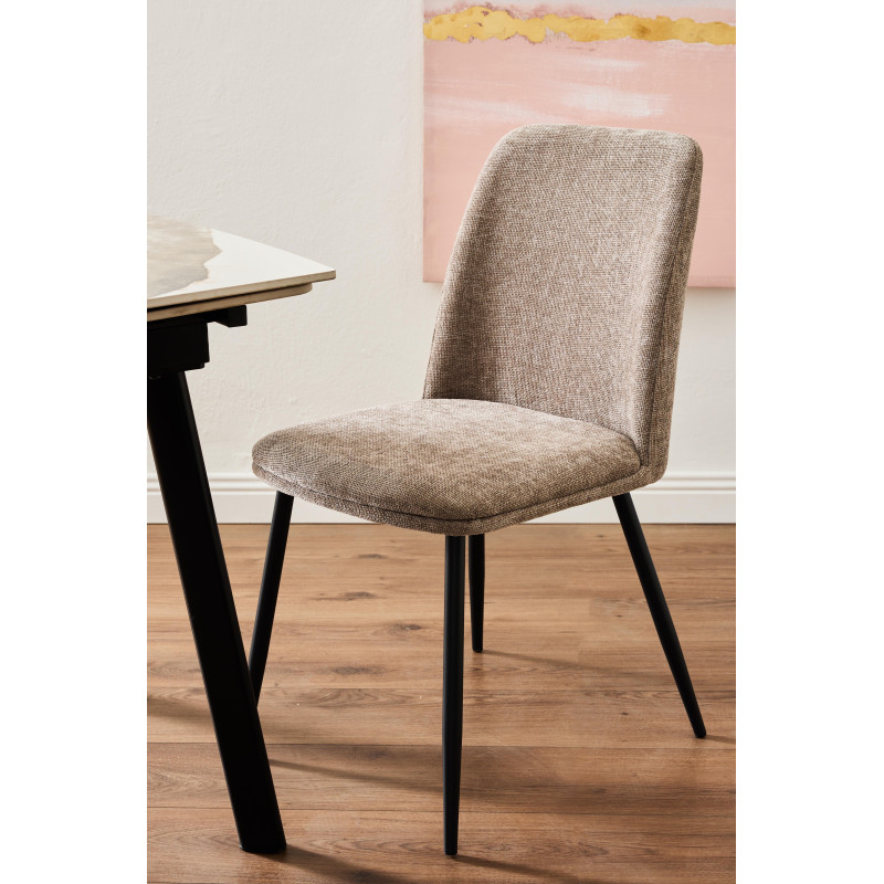 Set di 4 Sedie Tracy In Tessuto Color Tortora Dimensione 57x45x84cm