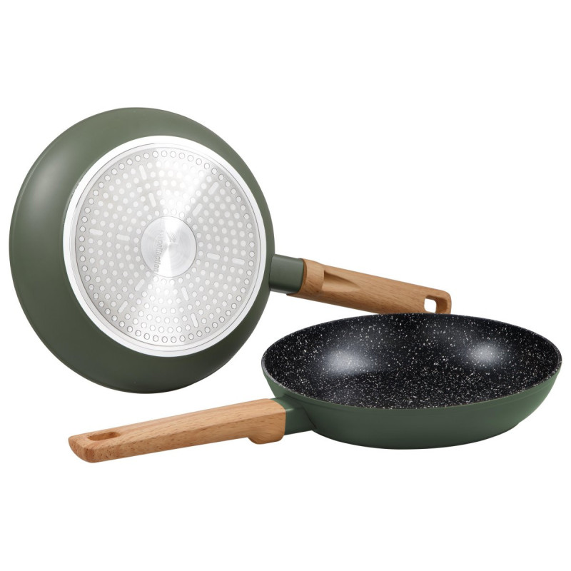 Set di 4 confezioni 2 padelle Warm Green 24/28cm fondo induzione