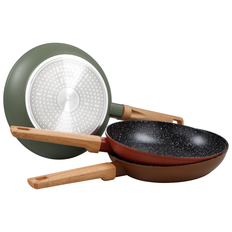 Set di 4 confezioni 2 padelle Warm Green 24/28cm fondo induzione