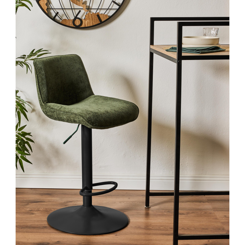 Set di 2 Sgabelli Cindy tessuto verde 50,5x45x88,5-110cm moderni