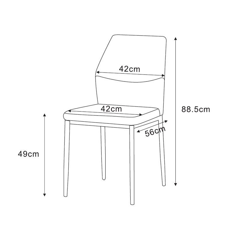 Set di 4 Sedie Anya tessuto mattone 56x42x88,5cm sedie moderne