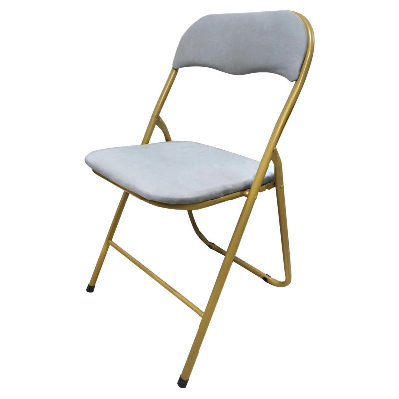 Set di 6 Sedie Pieghevoli Cynthia velluto grigio oro moderne
