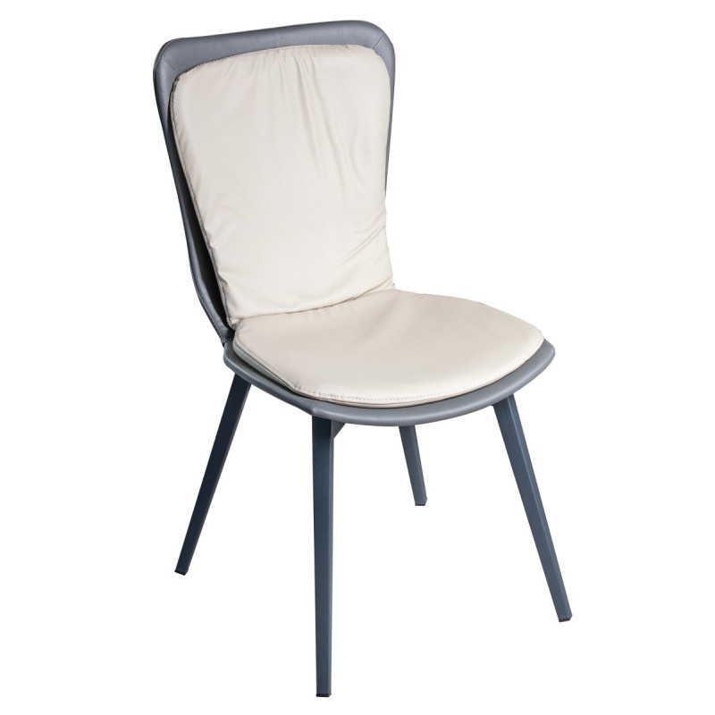 Set di 4 Sedie Micky PU Grigio 47x49x87cm sedie imbottite