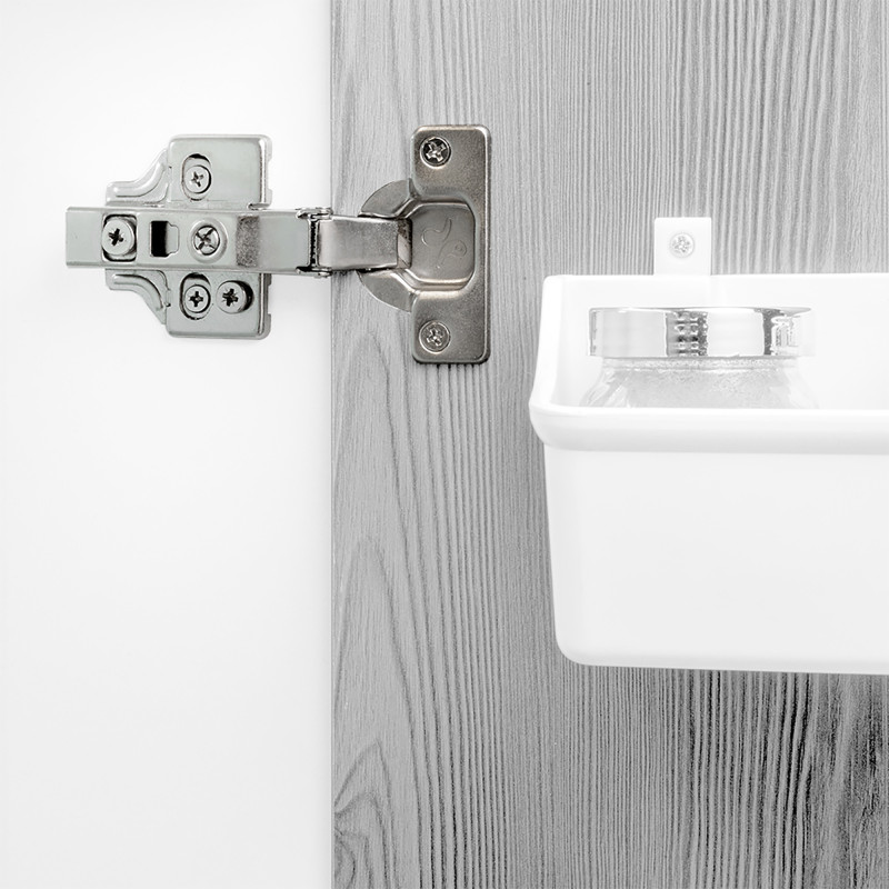 Emuca Lotto di 20 cerniere mezzo collo X91N con basette a vite, altezza 0, Acciaio, Nichelato