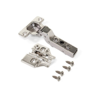 Zoom Emuca Lotto di 20 cerniere collo alto X91N con basette a vite, altezza 0, Acciaio, Nichelato