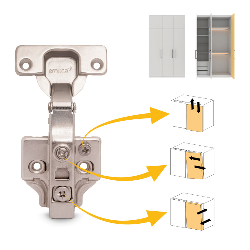 Lotto di 20 cerniere collo dritto X91 con chiusura soft a vite, altezza 0, Acciaio, Nichelato