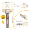 Lotto di 20 cerniere mezzo collo X91 con chiusura soft e Basetta a vite, altezza 1, Acciaio, Nichelato