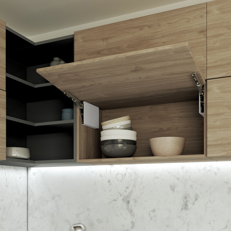 Emuca Braccetto per ante a ribalta verso l'alto Altius Lift, Forza 1840-5200 (high-H), Acciaio e tecnoplastica, Bianco