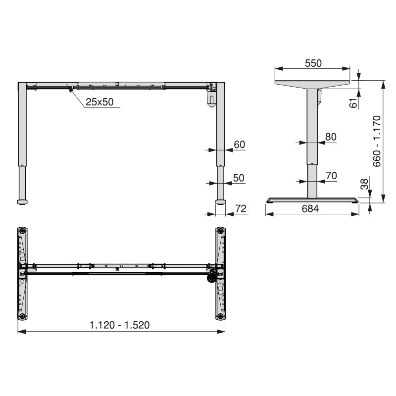 Lift Table motorizzato regolabile in altezza Lift Table, Acciaio, Verniciato bianco