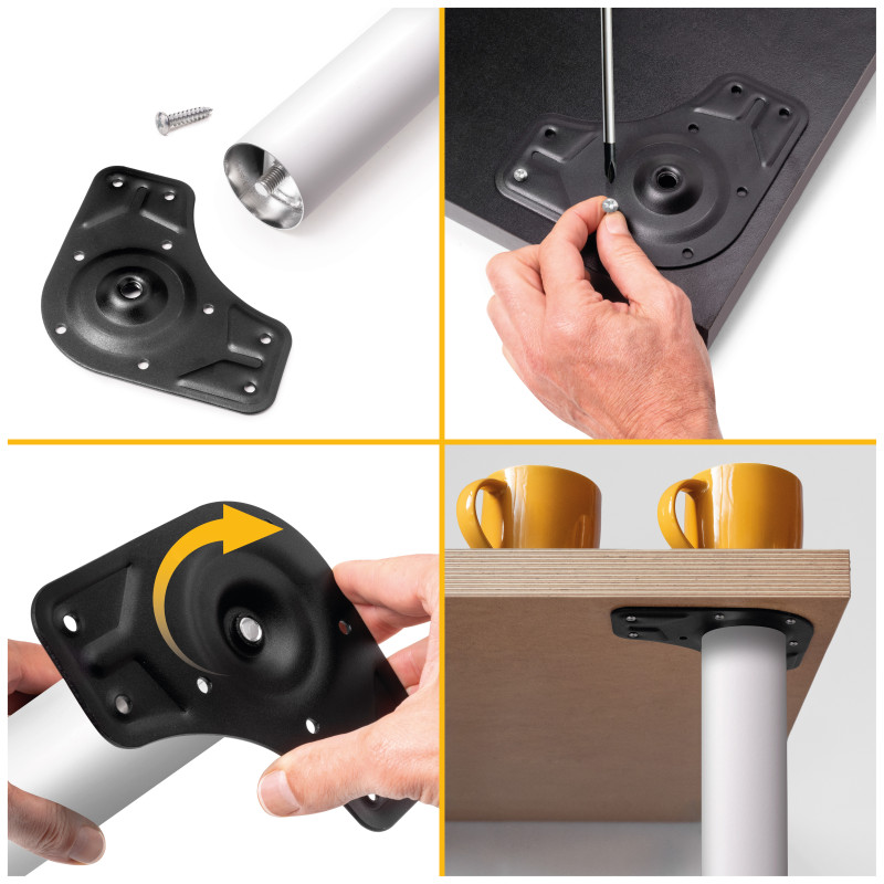 Lotto di 4 gambe per tavolo, diametro 60mm, H 830mm, Acciaio, Verniciato bianco