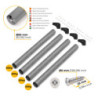 Lotto di 4 gambe per tavolo, diametro 60mm, H 830mm, Acciaio, Verniciato alluminio