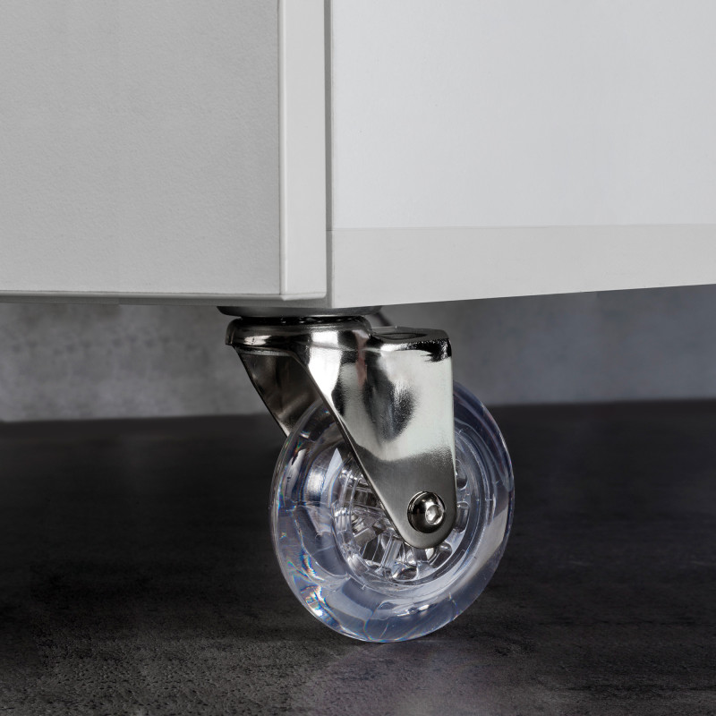 Lotto di 4 ruote Slip trasparenti con piastra di montaggio, diametro 75 mm, Acciaio e Tecnoplastica