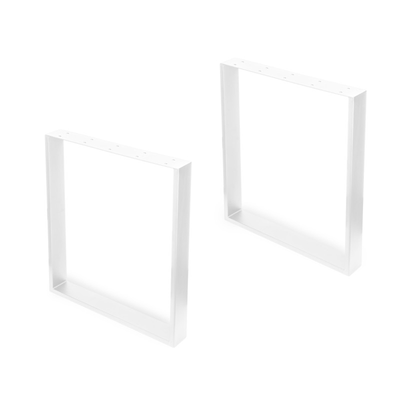 Set di gambe per tavolo rettangolare Square, larghezza 600mm, Acciaio, Verniciato bianco