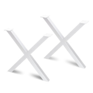 Set di gambe per tavolo Cross, larghezza 695mm, Acciaio, Verniciato bianco