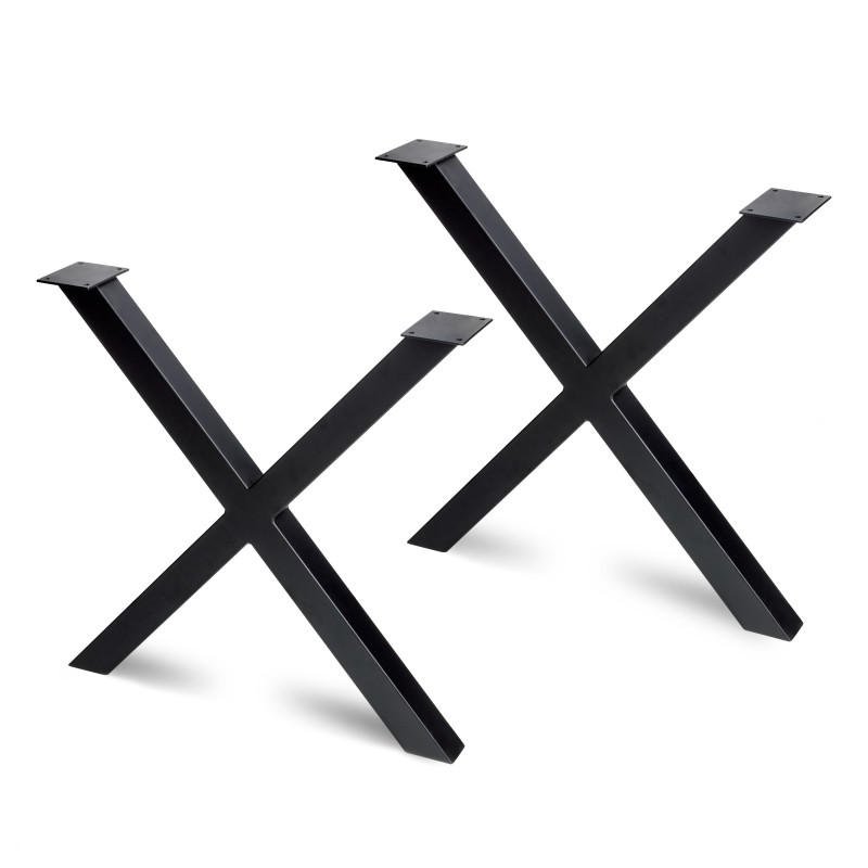 Set di gambe per tavolo Cross, larghezza 695mm, Acciaio, Verniciato nero
