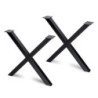 Set di gambe per tavolo Cross, larghezza 695mm, Acciaio, Verniciato nero