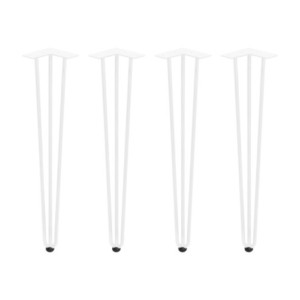 Lotto di 4 gambe Hairpin a 3 aste per tavolo, altezza 710mm, Acciaio, Verniciato bianco