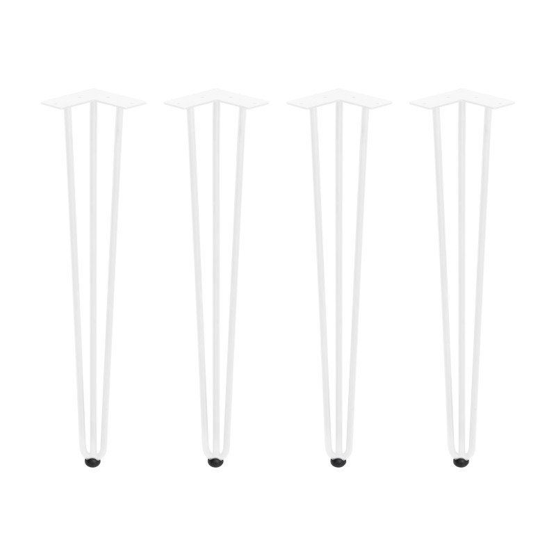Lotto di 4 gambe Hairpin a 3 aste per tavolo, altezza 710mm, Acciaio, Verniciato bianco