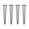 Lotto di 4 gambe Hairpin a 3 aste per tavolo, altezza 710mm, Acciaio, Verniciato nero