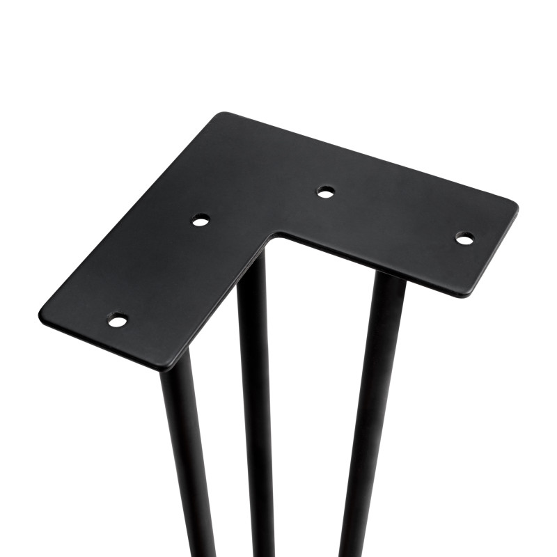 Lotto di 4 gambe Hairpin a 3 aste per tavolo, altezza 710mm, Acciaio, Verniciato nero