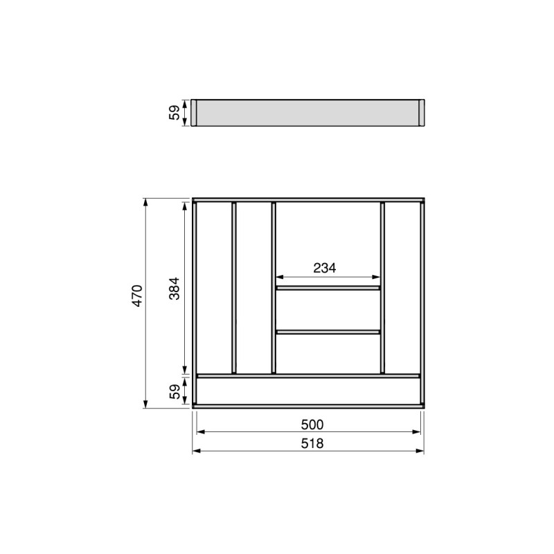 Emuca Organizzatore per cassetti Alumount 900x500, Alluminio, Grigio antracite