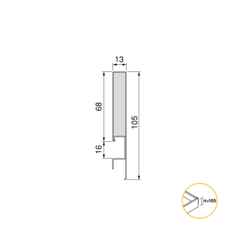 Cassetto esterno Concept 30kg, altezza 105mm, profondità 500mm, Acciaio, Verniciato bianco