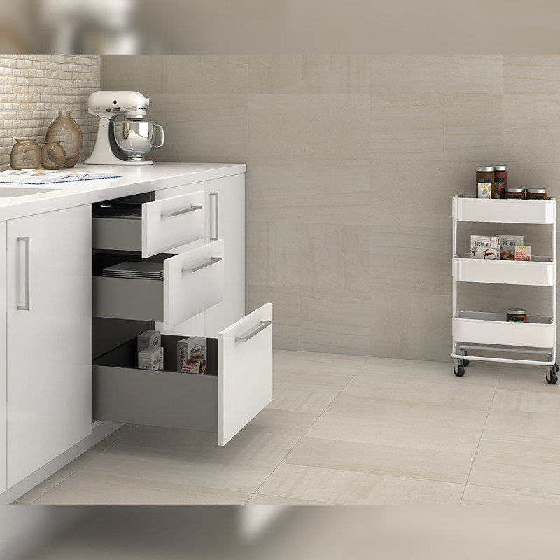 Cassetto esterno Concept 30kg, altezza 138mm, profondità 500mm, Acciaio, Verniciato bianco