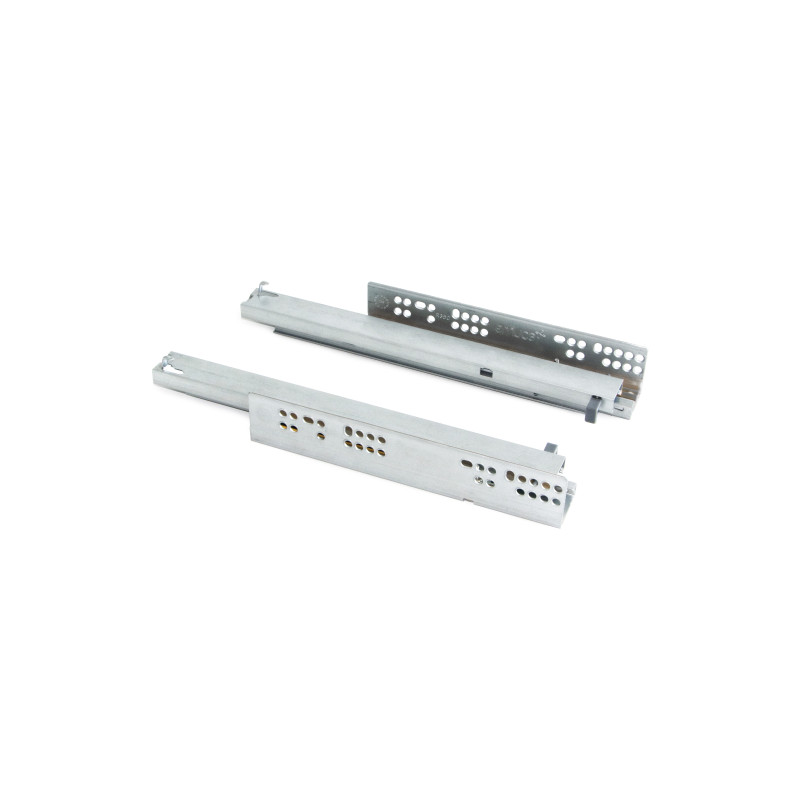 Set di guide per cassetti a scomparsa Silver, estrazione totale, chiusura soft, Profondità 300 mm, Acciaio, Zincato bianco